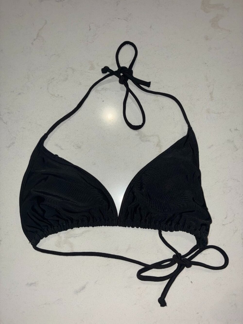 Old Navy Women’s Black Triangle String Bikini Top Size 10 Halter Tie Swim